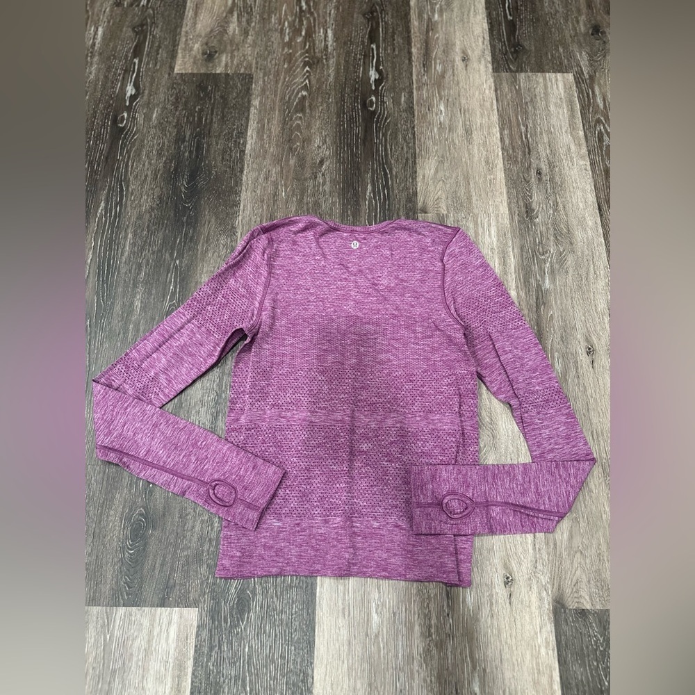 LULULEMON Breeze By Long Sleeve II Purple Heathered Chilled Grape Size 2 Running - Picture 5 of 7